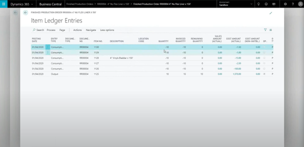 Example of consumption and capacity journals