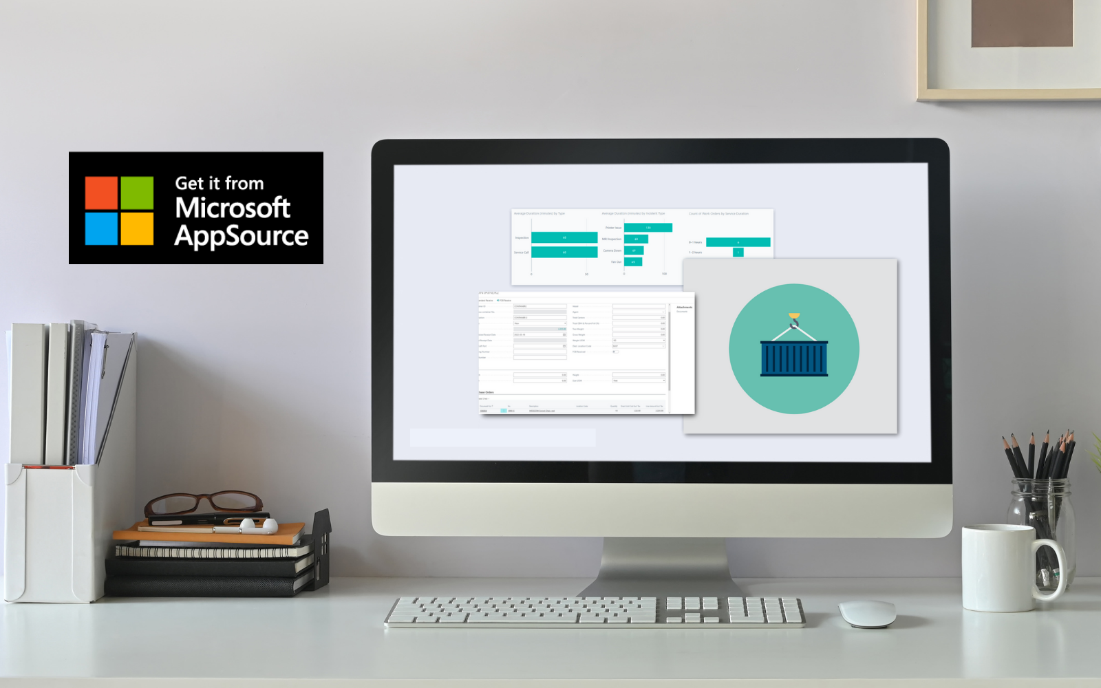 Image of computer on desk displaying the Inbound Container Handling app