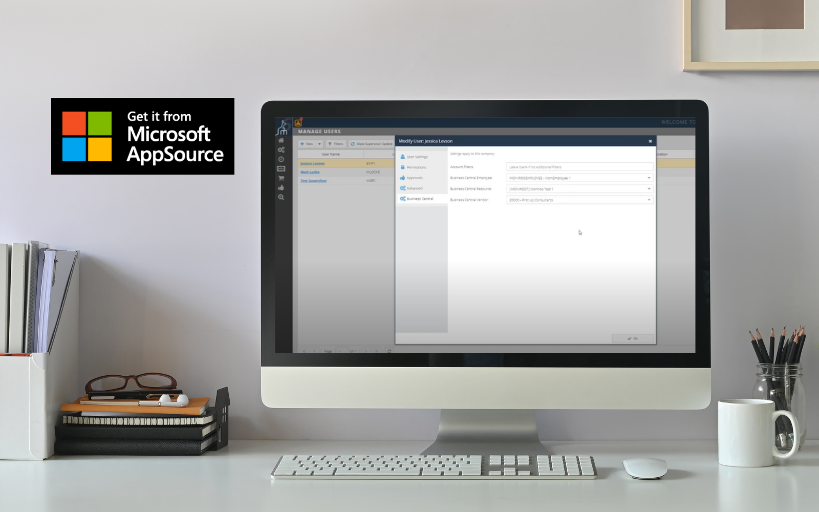 Image of computer on desk displaying the Moniroo® Time & Expense Management app