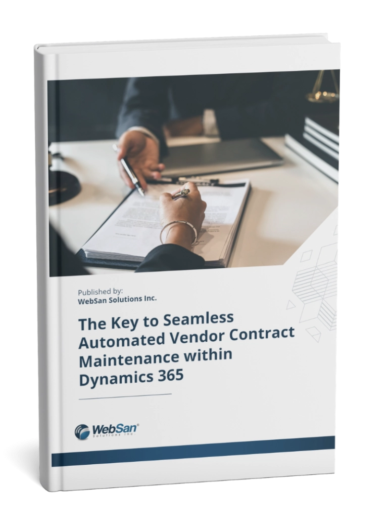 Image of book with the title "The Key to Seamless Automated Vendor Contract Maintenance with Dynamics 365"