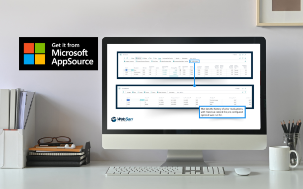 Image of computer on desk displaying the Revaluation & Elimination Manager app