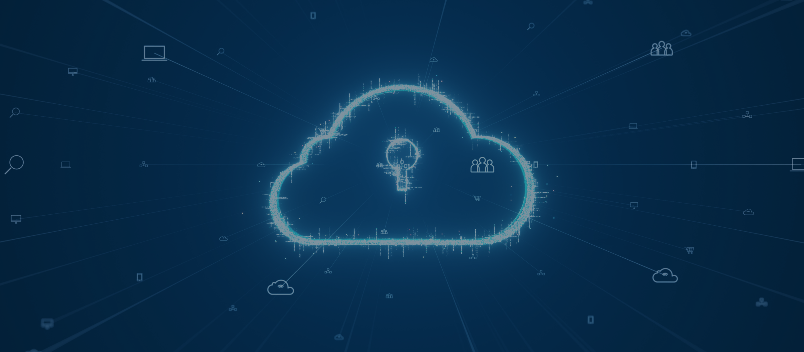 Graphic of cloud outline on blue background