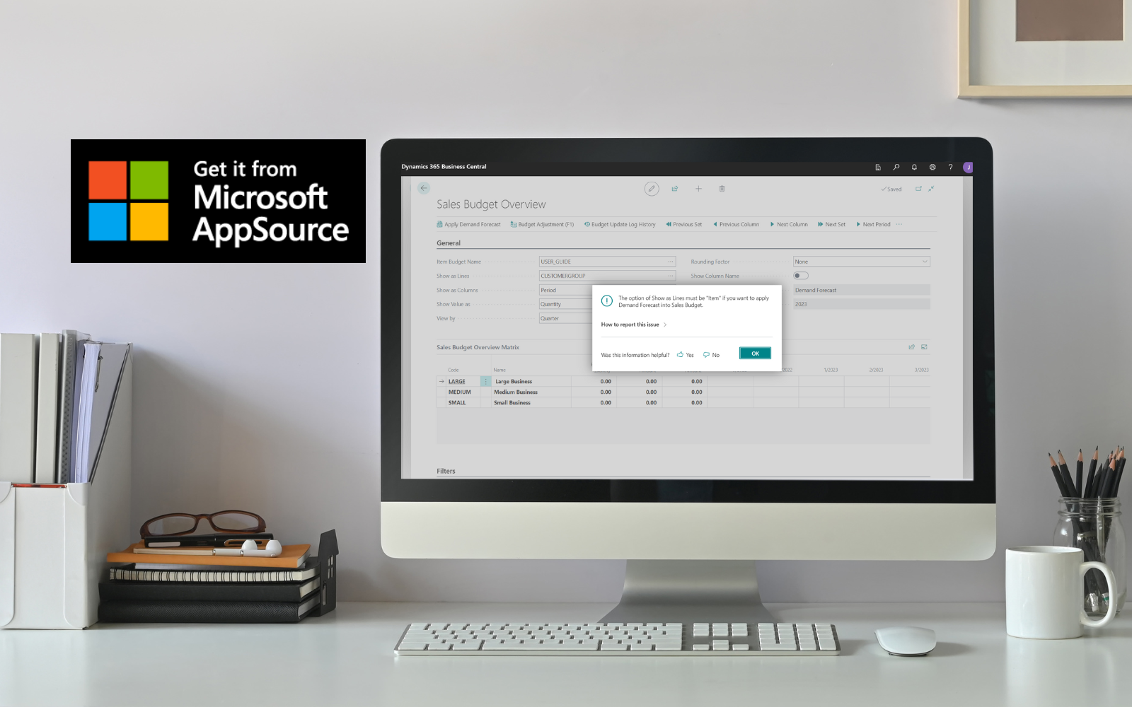 Image of computer on desk displaying the Sales and Operations Planning App